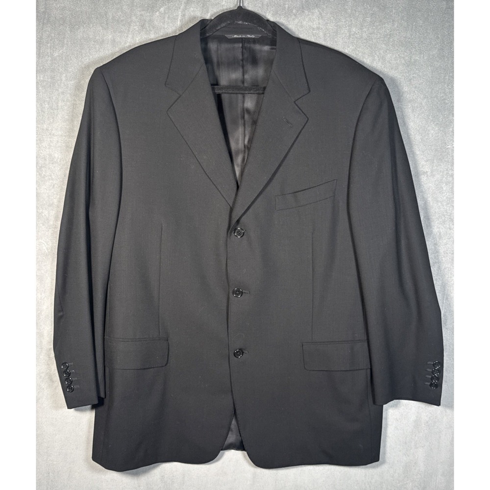 Canali Men's Black Wool Blazer Sport Coat Made in Italy Size 56R IT 46R‎ US